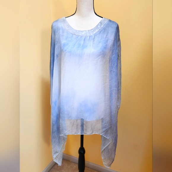 Beautiful India Boutique 'watercolor' flowy tunic top ~ One Size - Picture 1 of 8